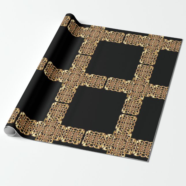 gold celtic cross wrapping paper (Unrolled)