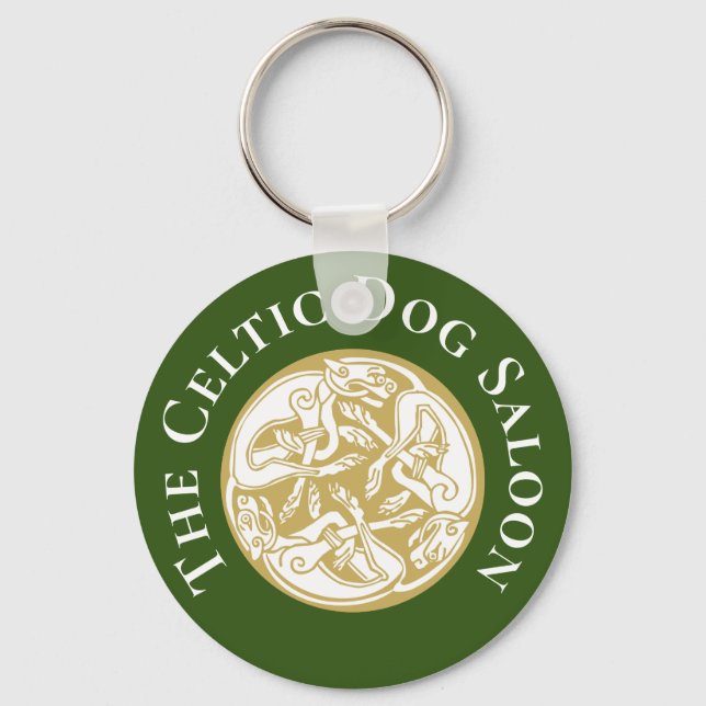 Gold Celtic Dog Trio Custom  Key Ring (Front)