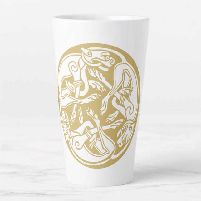 Gold Celtic Dog Trio  Latte Mug (Front)