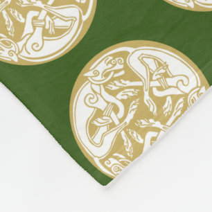 Gold Celtic Dog Trio Pattern Fleece Blanket
