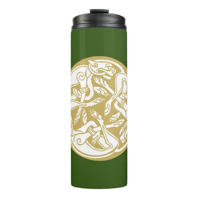 Gold Celtic Dog Trio  Thermal Tumbler (Front)