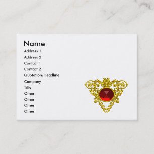 GOLD CELTIC HEART JEWEL,RED RUBY GEMSTONE Blue Business Card