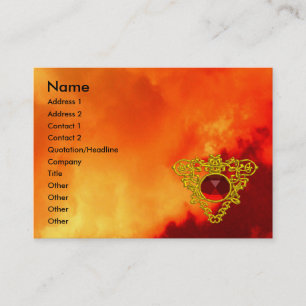 GOLD CELTIC HEART JEWEL,RUBY GEM Red Yellow Sky Business Card