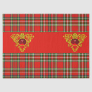 GOLD CELTIC HEART,RUBY, RED GREEN SCOTTISH TARTAN TISSUE PAPER