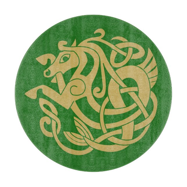 Gold Celtic Horse Pattern  Cutting Board (Front)