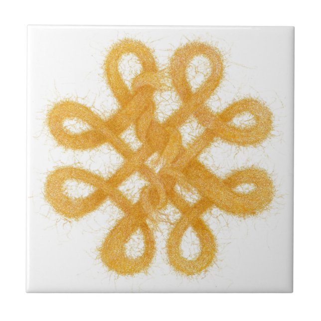 GOLD CELTIC KNOT 4.25" Square Ceramic Tile (Front)