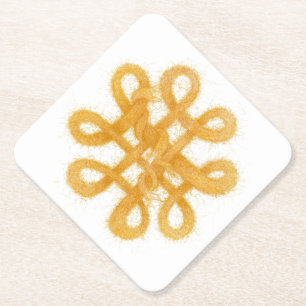 GOLD CELTIC KNOT Diamond Paper Coasters