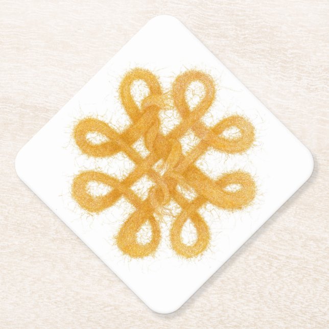 GOLD CELTIC KNOT Diamond Paper Coasters (Front)