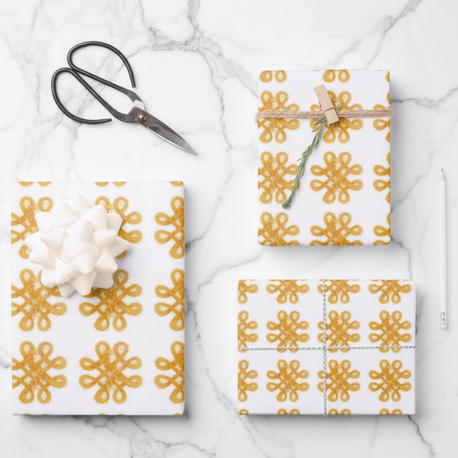 GOLD CELTIC KNOT Flat Sheet Wrapping Paper (Front)