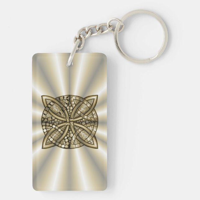 Gold Celtic Knot Original Art Design Key Ring (Back)