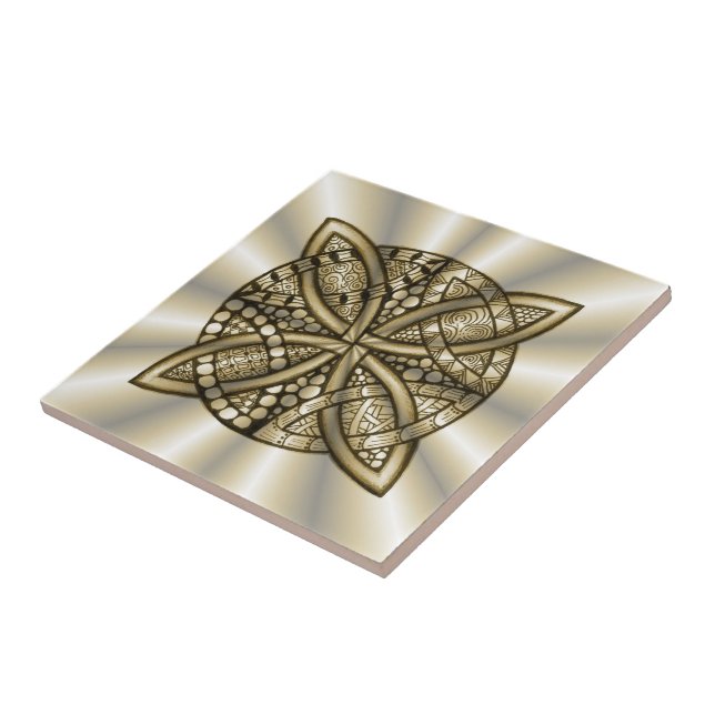 Gold Celtic Knot Original Artistic Design Tile (Side)