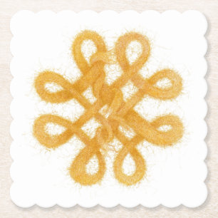Gold Celtic Knot Scalloped Square Paper Coasters
