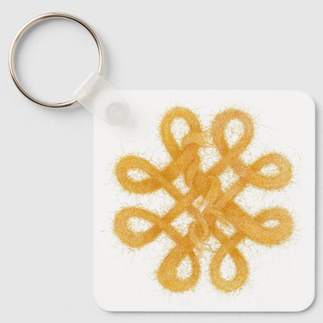 Gold Celtic Knot Square Aluminium Keychain (Front)