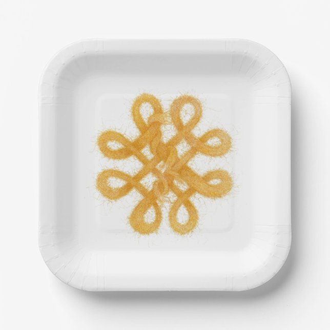 GOLD CELTIC KNOT Square Paper Plates (Front)