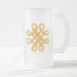 GOLD CELTIC KNOT Tall Frosted Glass Mug