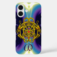 GOLD CELTIC KNOTS WITH TWIN DRAGONS MONOGRAM
