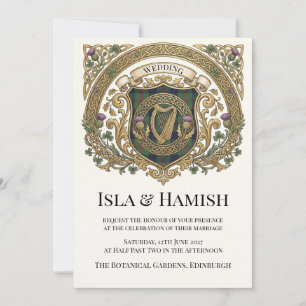 Gold Celtic Monogram Wedding Invitation