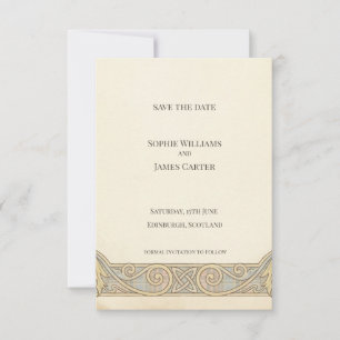 Gold Celtic Scroll Save the Date Card