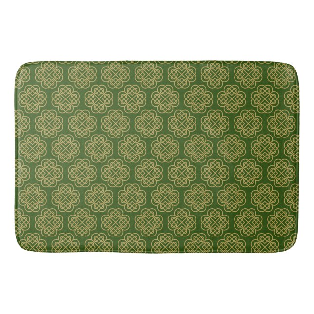 Gold Celtic Shamrock Pattern  Bath Mat (Front)