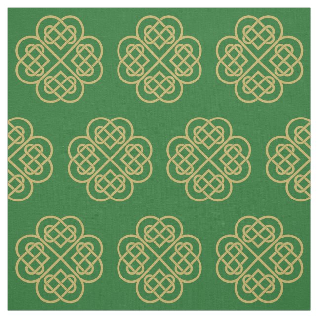 Gold Celtic Shamrock Pattern Fabric (Swatch)