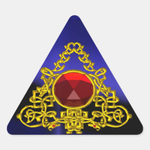 GOLD CELTIC TRIANGLE WITH RED RUBY STICKER