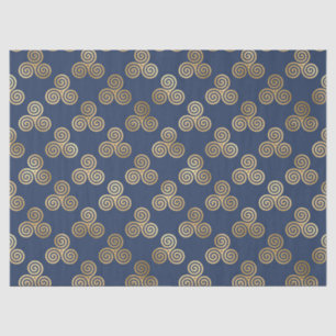 Gold Celtic Triskele Spirals on Navy Blue Tissue Paper