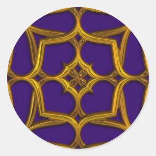 Gold Celtic Weave On Purple Background Classic Round Sticker