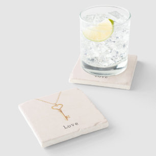 Gold Chain Heart Necklace Love Stone Coaster