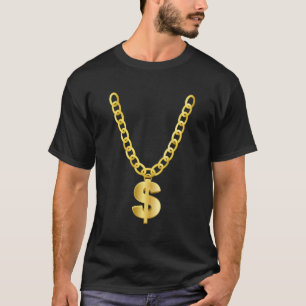 Gold Chain Necklace Dollar Sign Gangsta T-Shirt