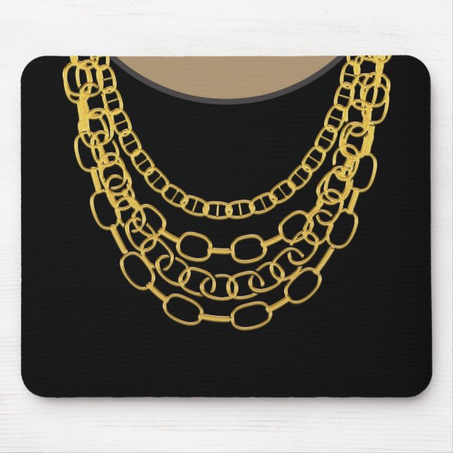 Gold Chains Black Hip Hop Dance Birthday Party Mouse Mat (Front)