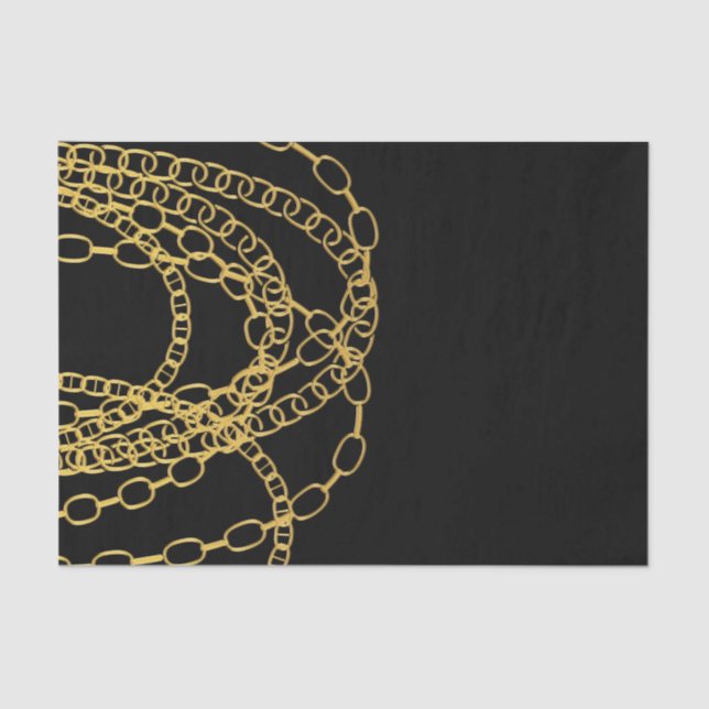 Gold Chains Black Hip Hop Dance Birthday Party Tissue Paper (Front)