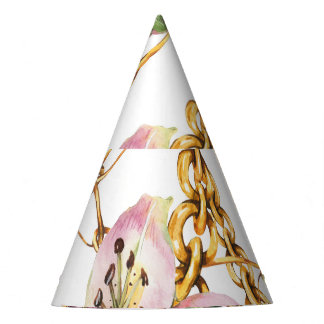 Gold Chains & Royal Lilies: Watercolor Elegance Party Hat