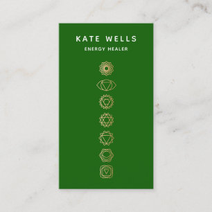 Gold Chakras  Green Spiritual Energy Healer Business Card