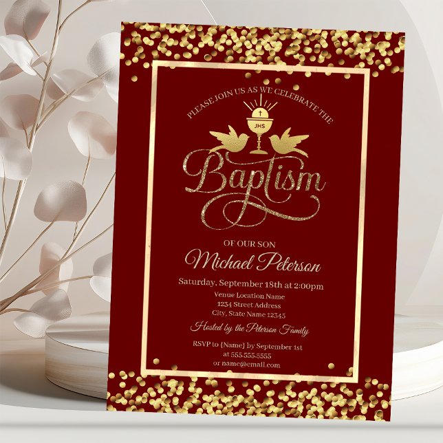 Gold Chalice Confetti Red Invitation (Creator Uploaded)