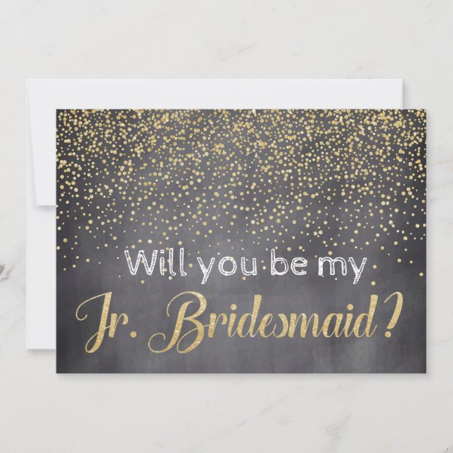 Gold & Chalkboard Will you be My Jr. Bridesmaid Invitation (Front)