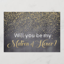 Gold & Chalkboard Will you be My Matron of Honour