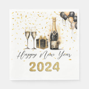 Gold Champage New Years Eve Party Paper Napkin