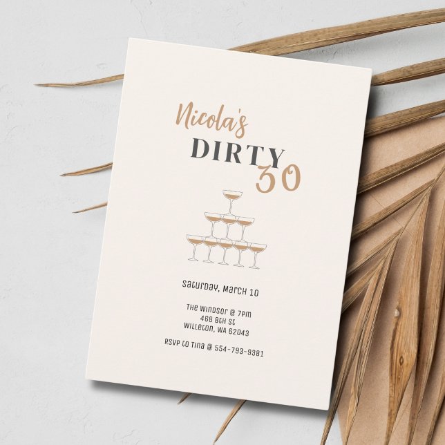 Gold Champagne 30th Birthday Party Invitatition Invitation (Creator Uploaded)