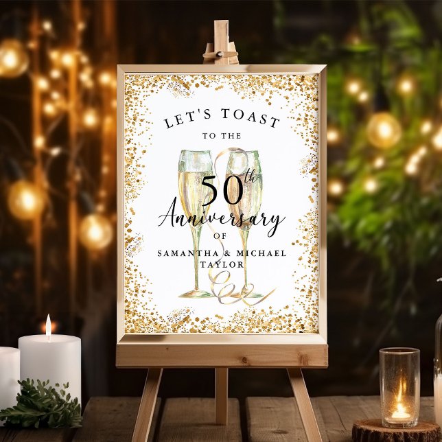 Gold Champagne 50th Wedding Anniversary Welcome Poster (Creator Uploaded)