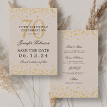 Gold Champagne 70th Birthday Save the Date Details Invitation<br><div class="desc">Elegant "70th Birthday Party" design with faux glitter confetti & details text. Easy to use and easy to personalise. Order Today!</div>