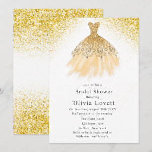 Gold Champagne Bridesmaid Dress Bridal Shower Invitation