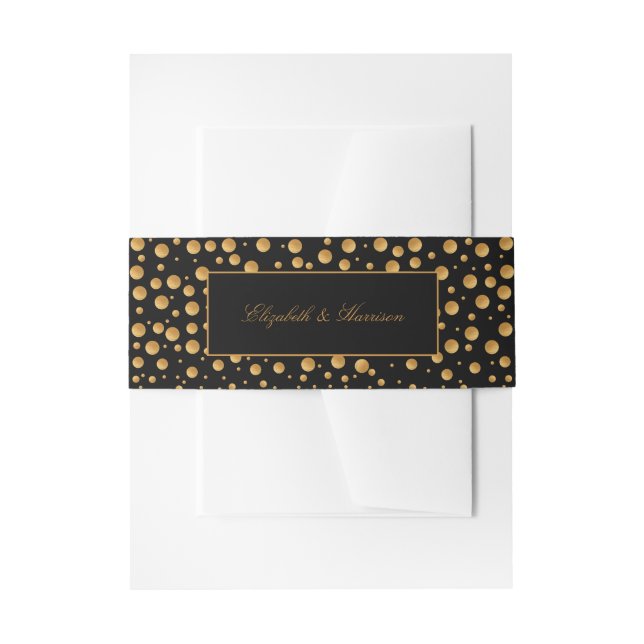 Gold Champagne Bubbles Engagement Party Invitation Belly Band (Front Example)