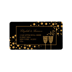 Gold Champagne Bubbles Engagement Party Label