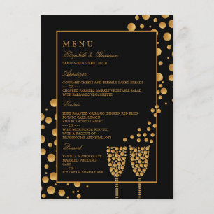 Gold Champagne Bubbles Engagement Party Menu