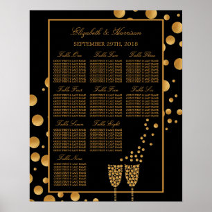 Gold Champagne Bubbles Engagement Seating Chart