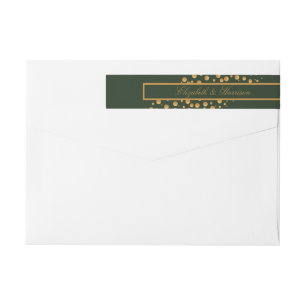 Gold Champagne Bubbles - Green & Gold - Wedding Wrap Around Label