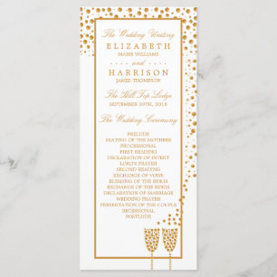 Gold Champagne Bubbles Wedding Programme
