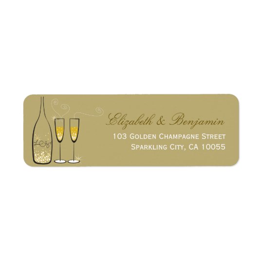 Gold Champagne Bubbly Wedding Chic Address Labels