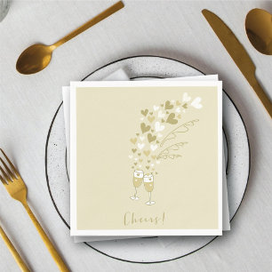 Gold Champagne Cheers Engagement Wedding Party Napkin