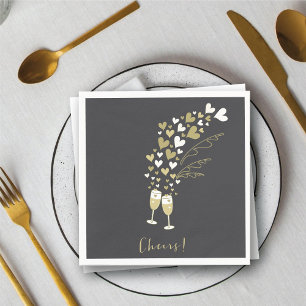 Gold Champagne Cheers Engagement Wedding Party Napkin